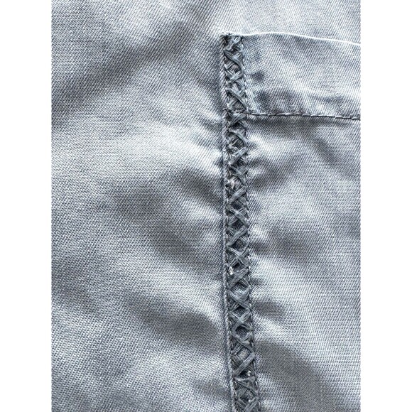 Anthropologie Holding Horses Top Women Medium Blue Tencel Chambray Pocket Blouse - Picture 7 of 11
